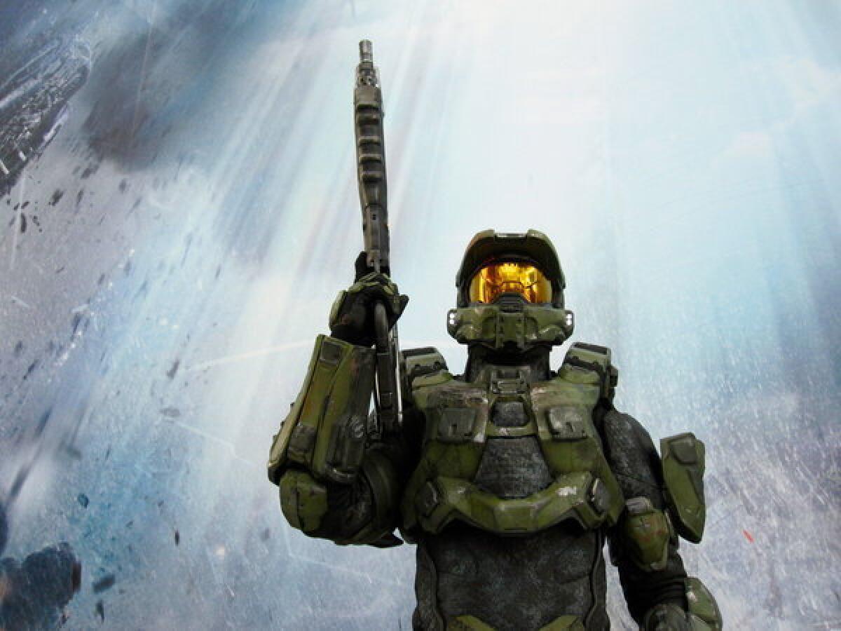 Master Chief, the iconic hero of the "Halo" game franchise, at E3 in Los Angeles.