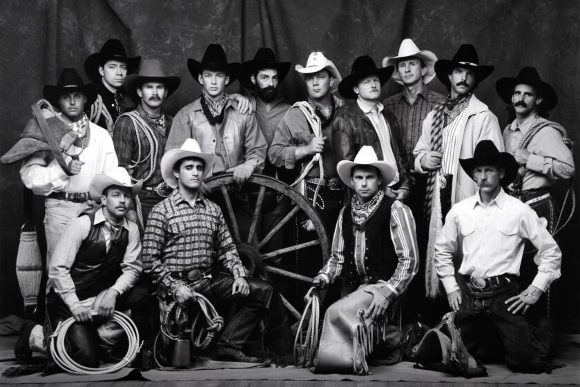 Blake Little, "Los Angeles Cowboys," Sun Valley, California, 1991. From the exhibition "Blake Little: Photographs from the Gay Rodeo." Archival pigment printed on Epson exhibition fiber paper. (Autry Museum)