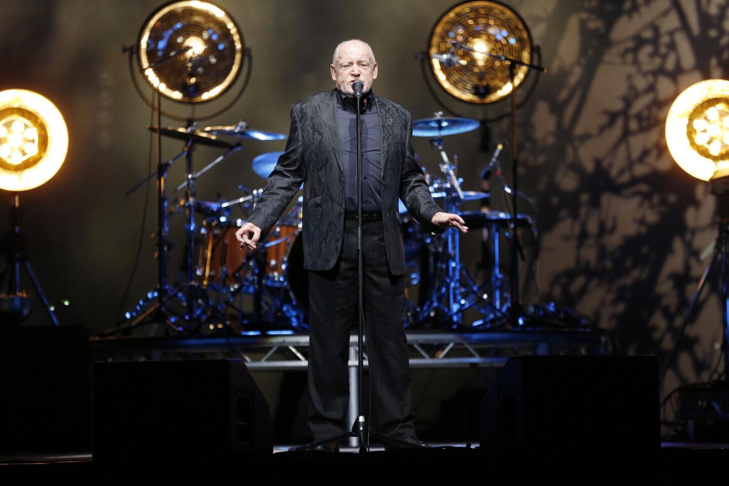 British singer Joe Cocker performs on stage during the "Fire it up tour" concert on April 6, 2013 in Nice, southeastern France.