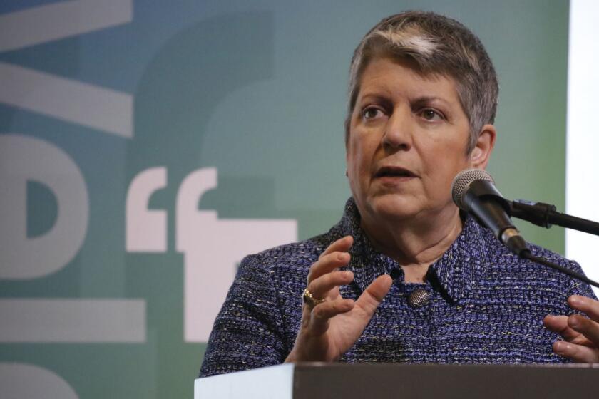 LOS ANGELES, CA - MARCH 19, 2018 - University of California President Janet Napolitano speaking on the 150th anniversary of the UC system at a Town Hall lunch address in downtown Los Angeles March 19, 2018.(Al Seib / Los Angeles Times)