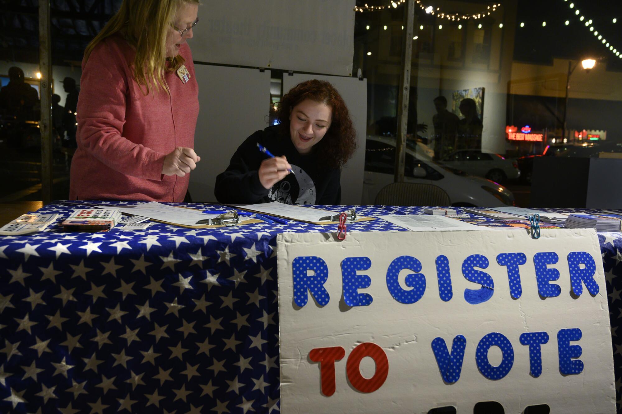Voter registration in Auburn, Calif.