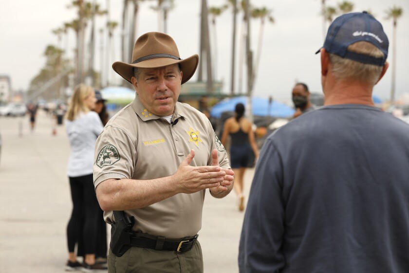 Los Angeles County Sheriff Alex Villanueva at Venice boardwalk