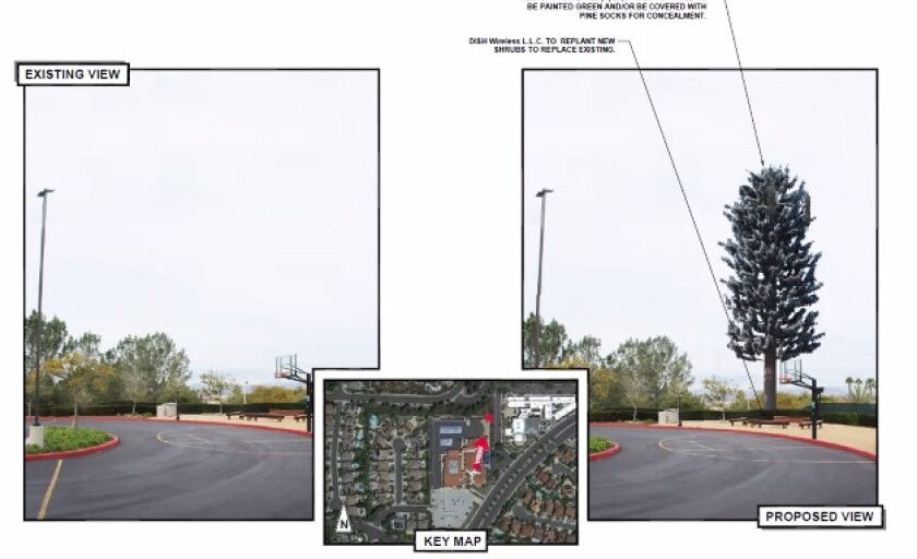 Plans for a proposed new monopine cell tower at the back of Grace Point Church in Carmel Valley.