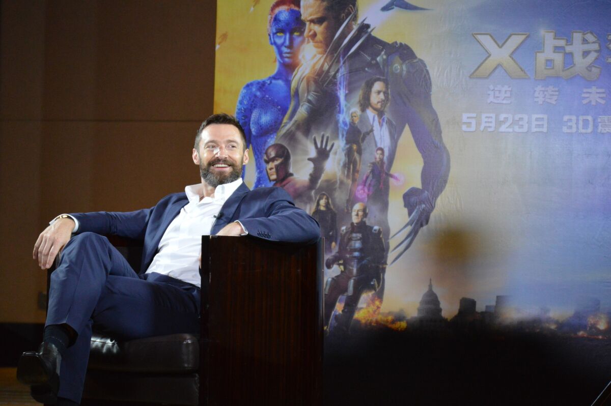 Hugh Jackman, who plays Wolverine in "X-Men: Days of Future Past," is interviewed in Beijing during a publicity tour for the film.