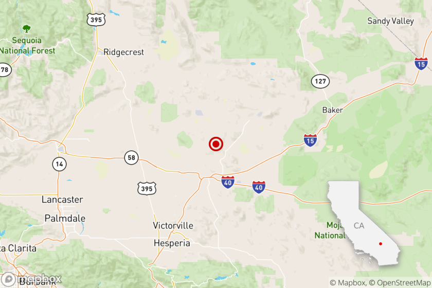 A magnitude 4.0 earthquake was reported Saturday morning at 11:34 a.m. Pacific time 12 miles from Barstow, Calif., according to the U.S. Geological Survey.
