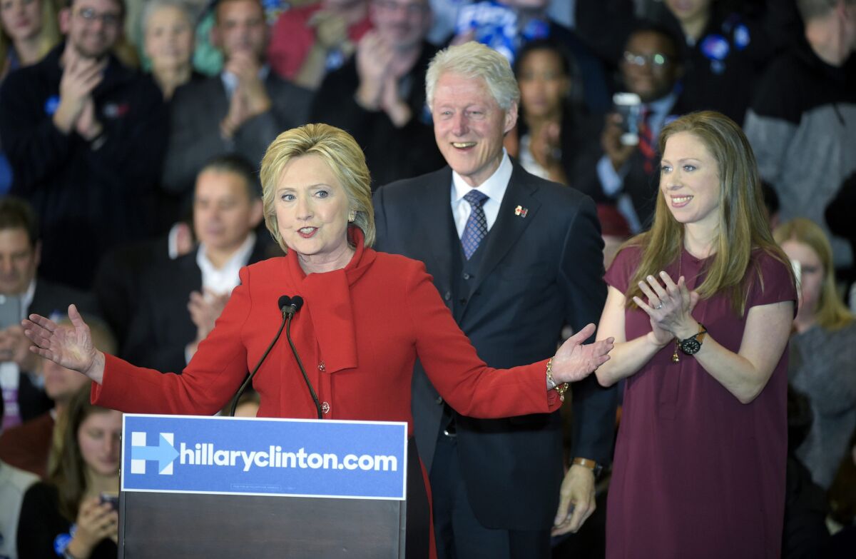HIllary Clinton gives speech to supporters in Iowa.
