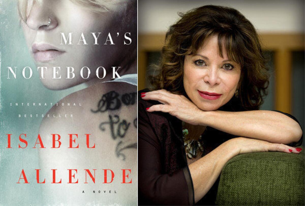 The cover of "Maya's Notebook" and author Isabel Allende.