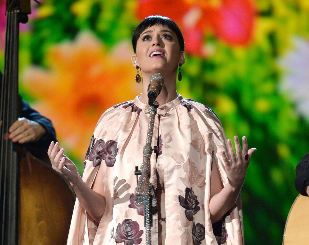 Katy Perry performs "Yesterday" during "The Night That Changed America: A Grammy Salute to the Beatles" on Jan. 27, 2014, in Los Angeles.