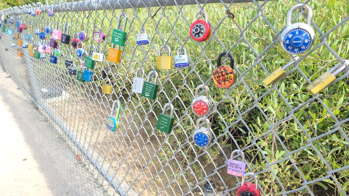Brea Olinda High School seniors decorate locks 