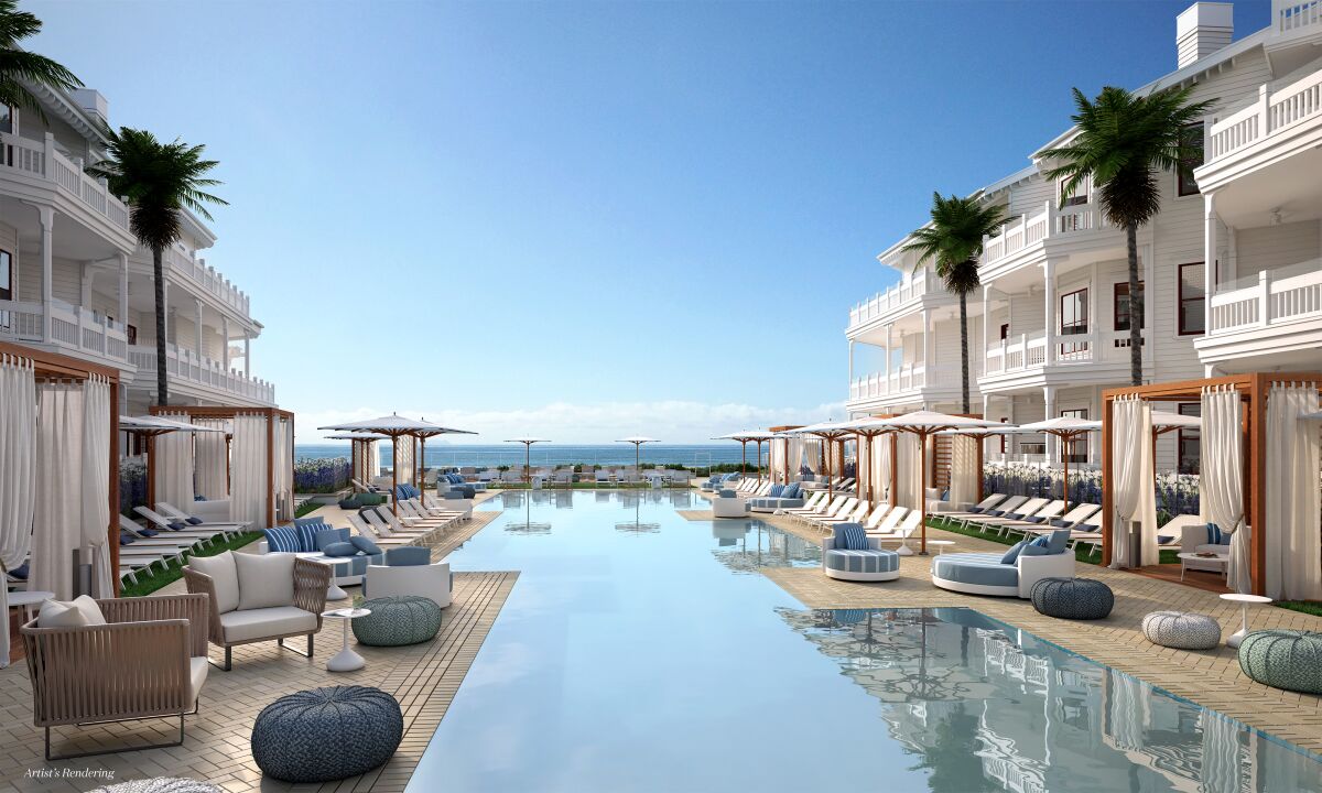 The new Shore House at the Del residences project includes a zero-edge, ocean-view pool.