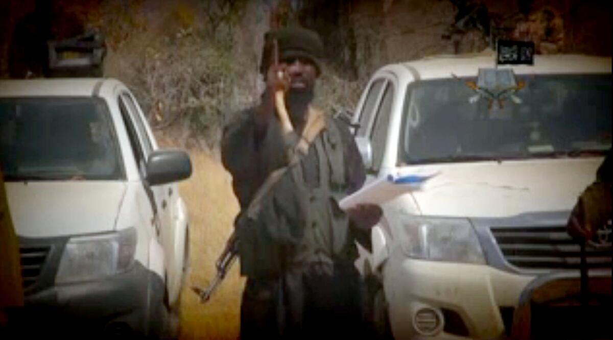 Boko Haram leader Abubakar Shekau is seen in a video released by the extremist group in February.