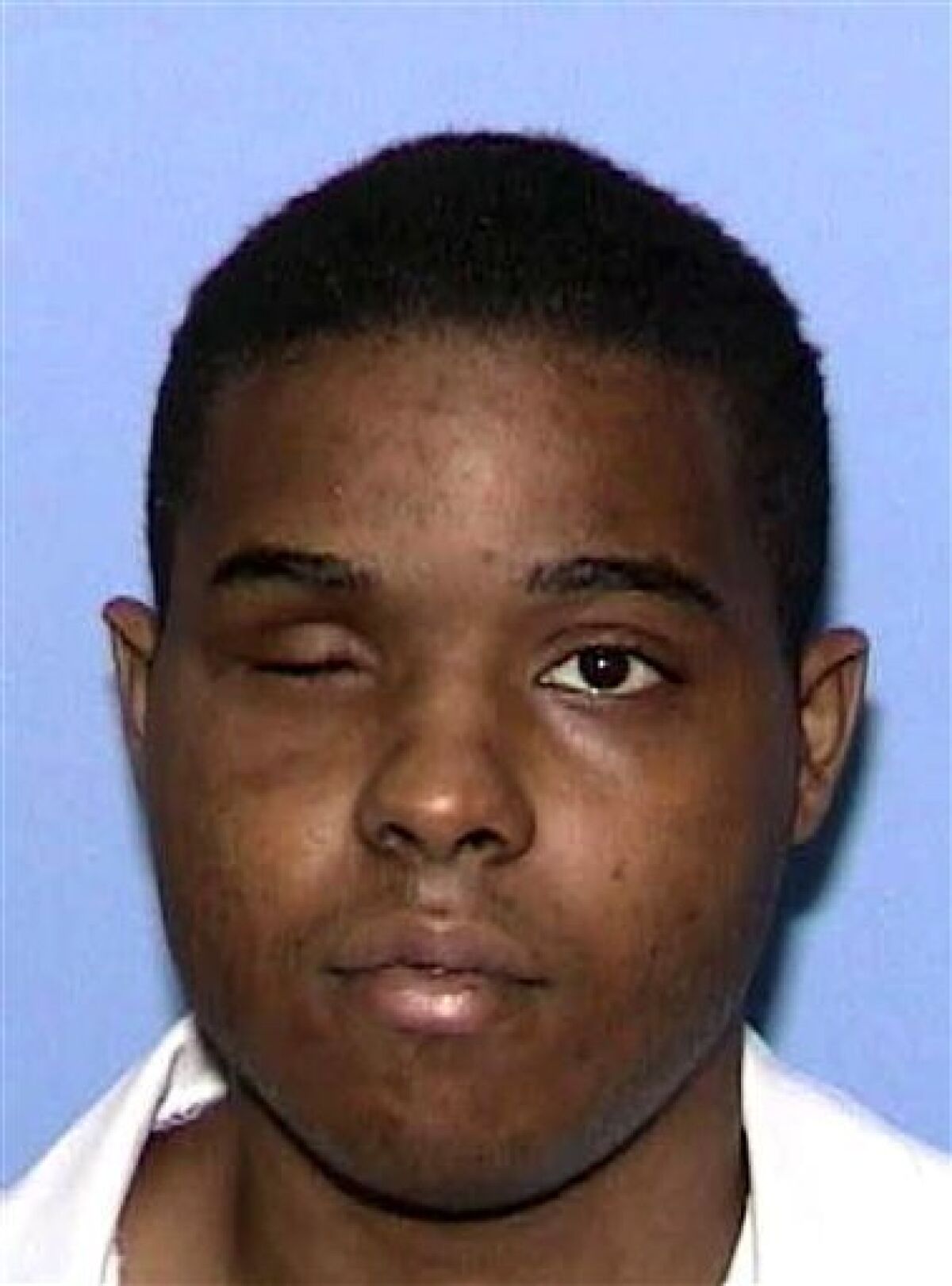 Texas death row inmate Andre Thomas is shown in this undated handout file photo released Friday, Jan. 9, 2009 in Huntsville, Texas. Thomas, who has a history of mental problems is being treated at a prison psychiatric unit after authorities said he pulled out his only good eye and ate it. He similarly had plucked out his right eye before his trial in 2004. (AP Photo/Texas Department of Criminal Justice, FILE)