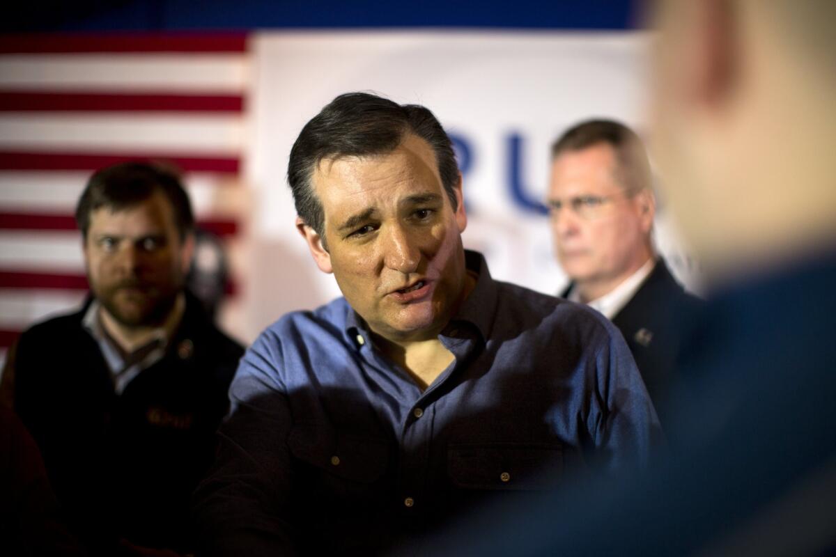 Republican presidential candidate Ted Cruz at a campaign stop Jan. 20 in Hollis, N.H.