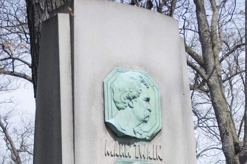 Mark Twain's plaque on his grave marker was stolen in late December.