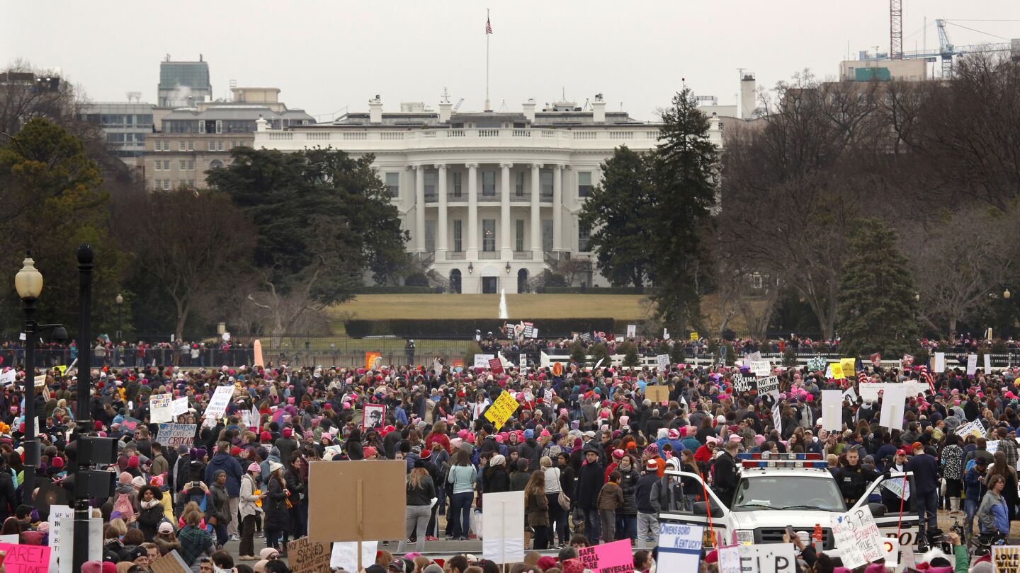 Thousands gather near the White House for the Women's March on Washington on Saturday.