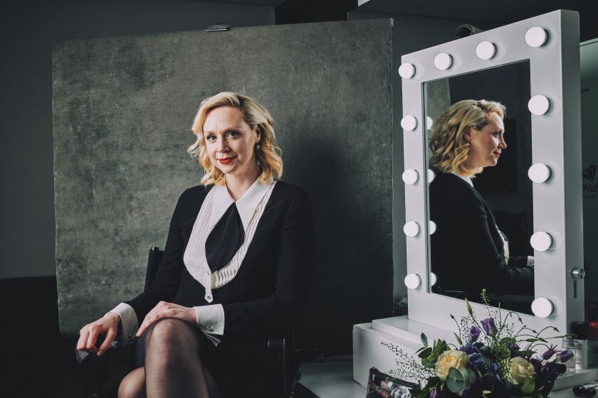 Actress Gwendoline Christie who stars in "Game of Thrones," pictured at BBC studios in her dressing room after her turn as a guest on the Graham Norton show.