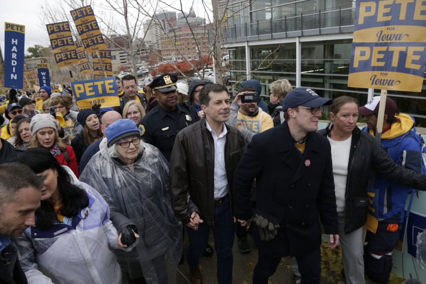 Pete Buttigieg and supporters in Iowa