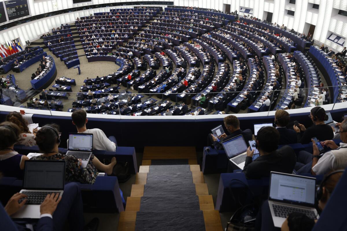 European Parliament members meet.