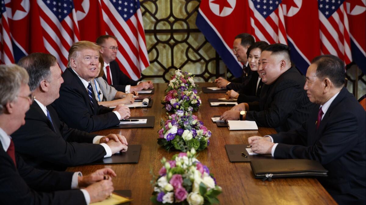 President Donald Trump meets North Korean leader Kim Jong Un, Feb. 28, 2019, in Hanoi.