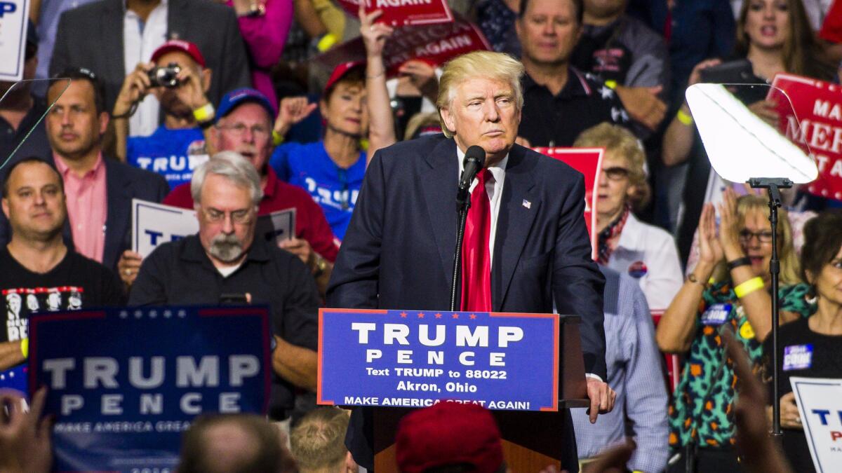 Donald Trump at a rally this week in Akron, Ohio. His policy shift on immigration, which is still evolving, is a stunning reversal on a signature campaign issue.