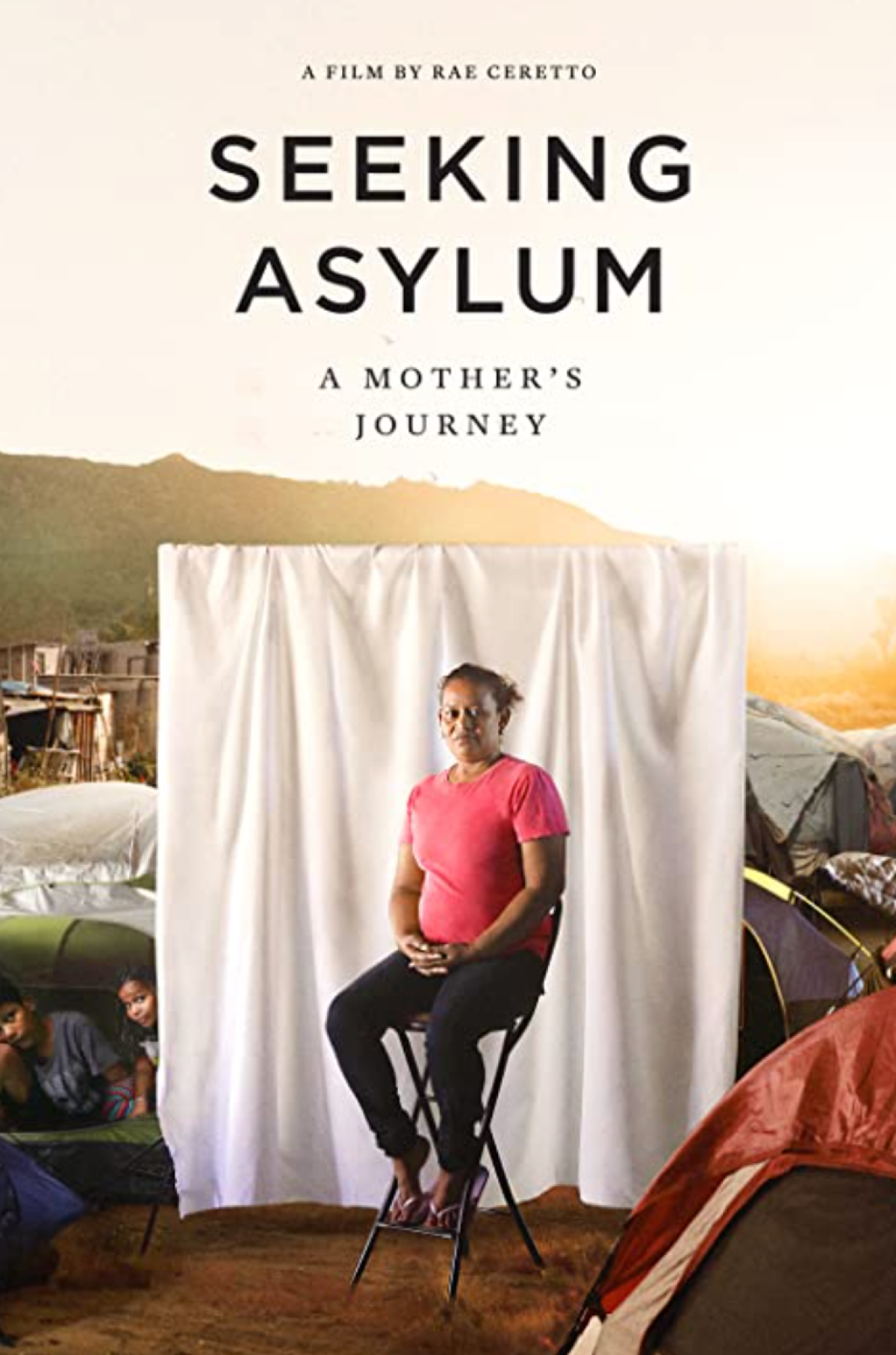 A movie poster for the documentary "Seeking Asylum: A Mother's Journey."