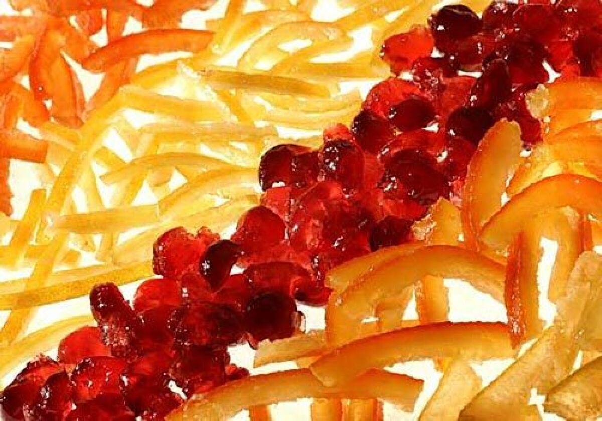 Candied pink grapefruit, Meyer lemons, cherries, oranges and pommelo.