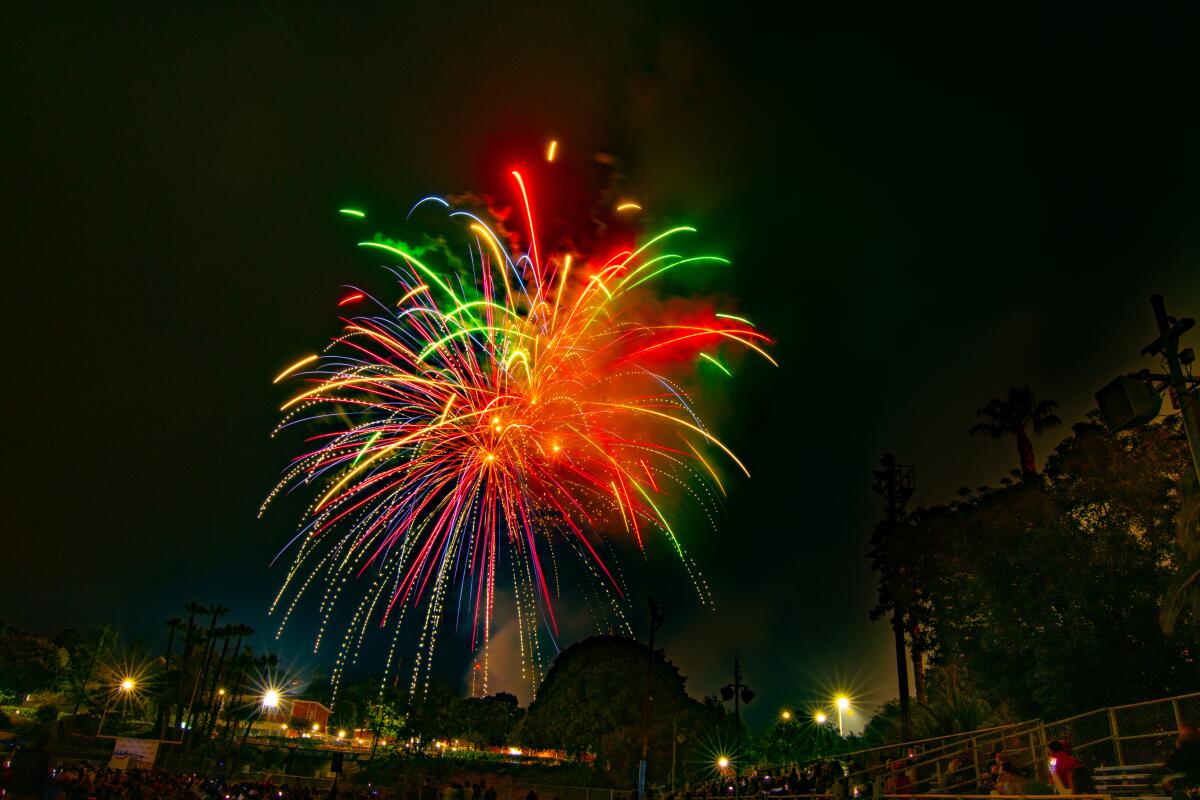 Fireworks in Pacific Palisades.