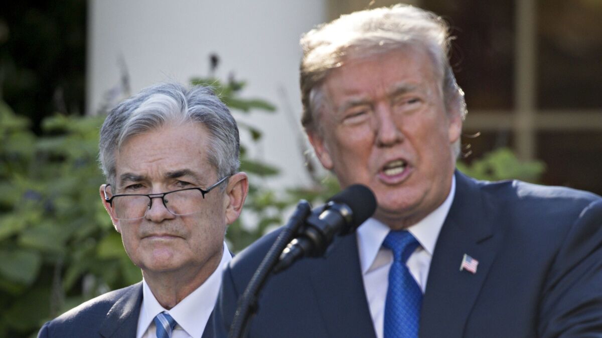 President Donald Trump and Jerome Powell in the Rose Garden of the White House in Washington on Nov. 2, 2017 as Trump announces his nomination of Powell for the post Fed chairman.