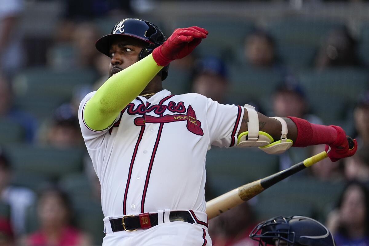 Braves tie season record with 307 homers as Ozuna hits pair in 10-9 loss to  Nationals - The San Diego Union-Tribune