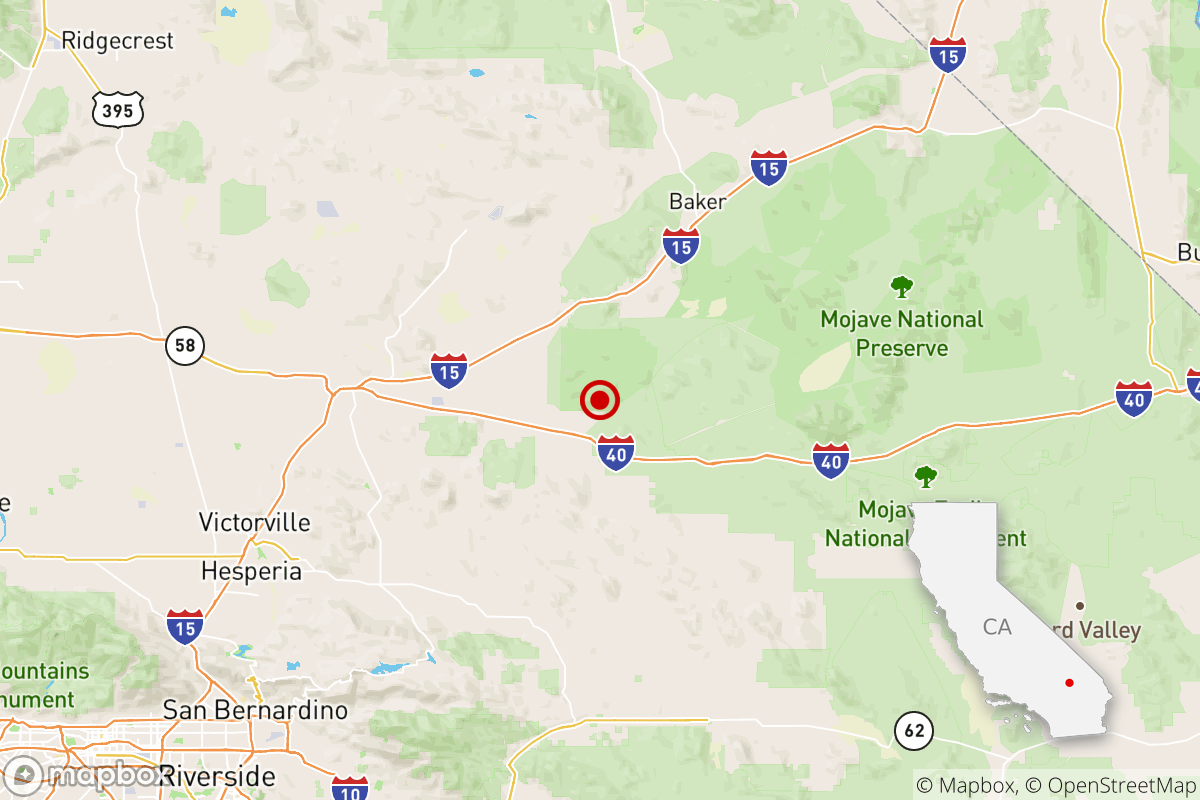 A map shows the location of the magnitude 3.2 quake near Barstow.