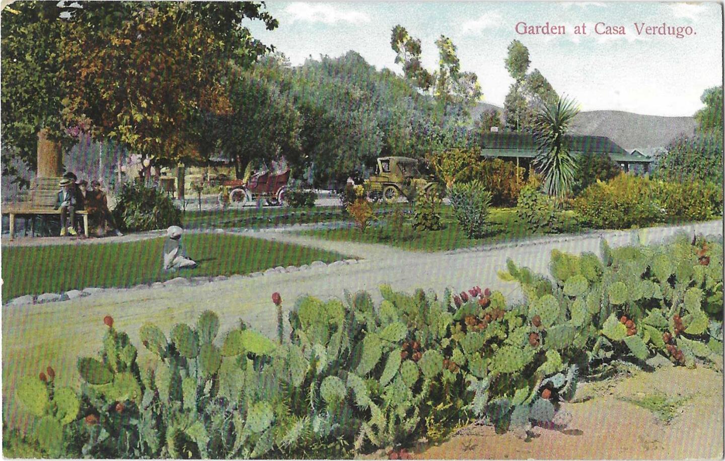 A postcard of Casa Verdugo's garden