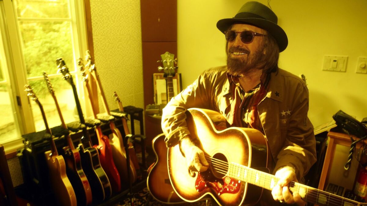 Grammy-award winning rocker Tom Petty at his home recording studio and rehearsal room in Malibu on Sept. 27, 2017, just five days before he died at age 66.
