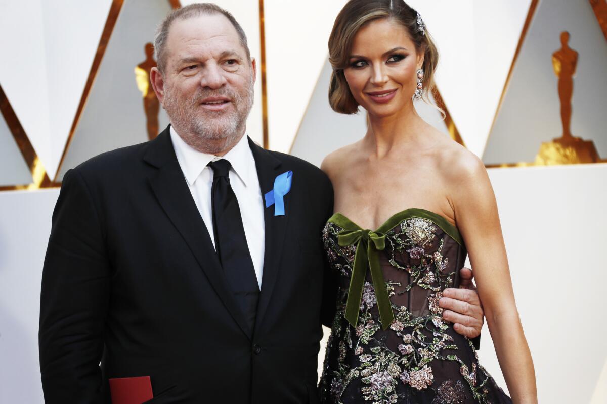 Harvey Weinstein and wife Georgina Chapman on the Academy Awards red carpet in 2017.