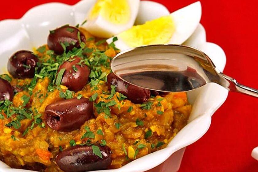 Recipe: Broiled eggplant salad with sauteed onions, garlic and tomatoes