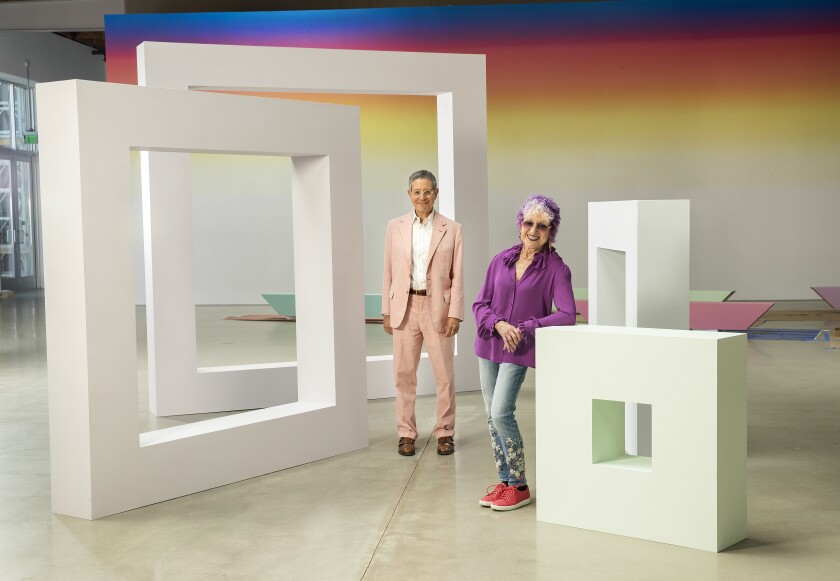 Artist Judy Chicago, with gallerist Jeffrey Deitch