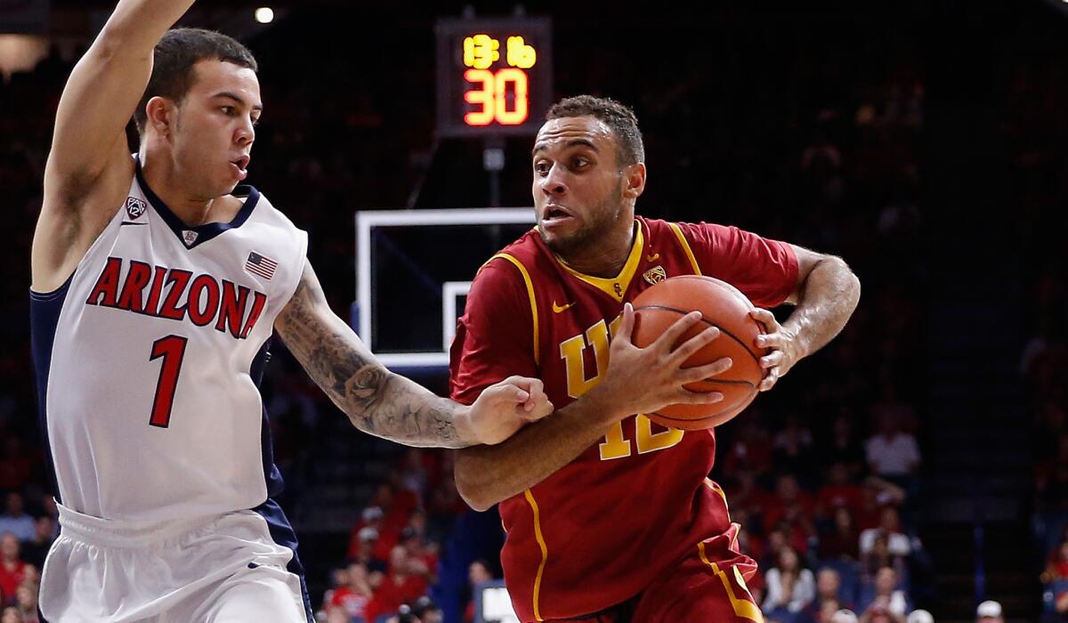 Guard Julian Jacobs, driving against Arizona's Gabe York on Thursday, and USC fell to Arizona State on Sunday evening.