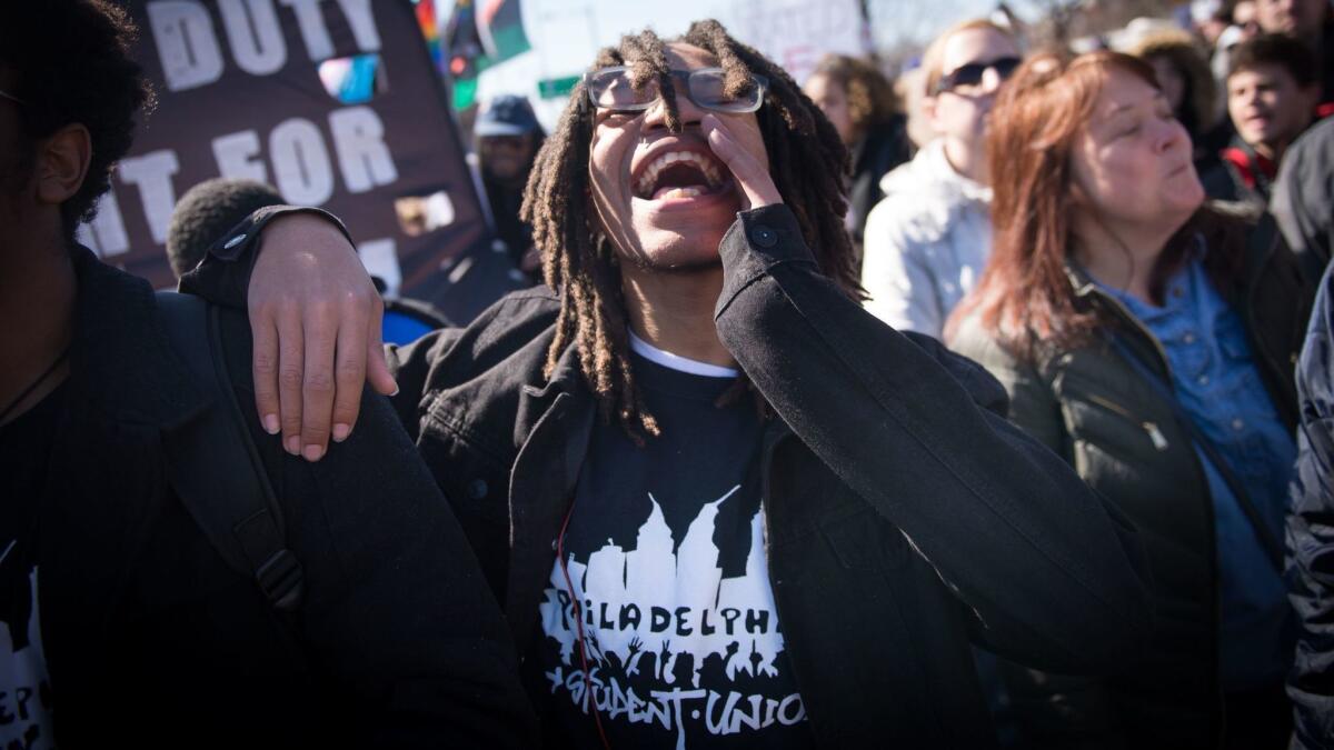 PHILADELPHIA: Students and supporters take part in the March for Our Lives.