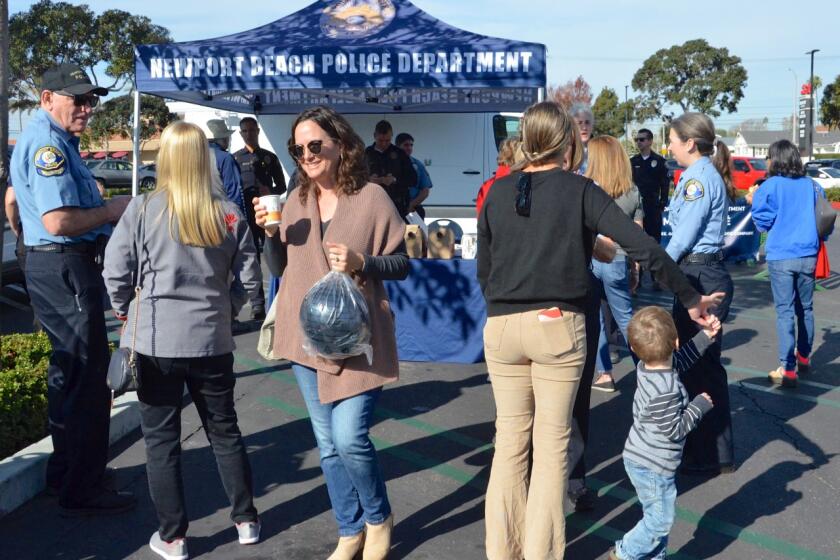 Newport Beach residents attend the Newport Beach Police Department Mobile Café.