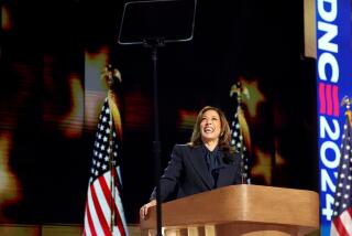 CHICAGO, IL AUGUST 22, 2024 - Democratic presidential nominee Vice President Kamala Harris speaks during the Democratic National Convention Thursday, Aug. 22, 2024, in Chicago, IL. (Robert Gauthier/Los Angeles Times)