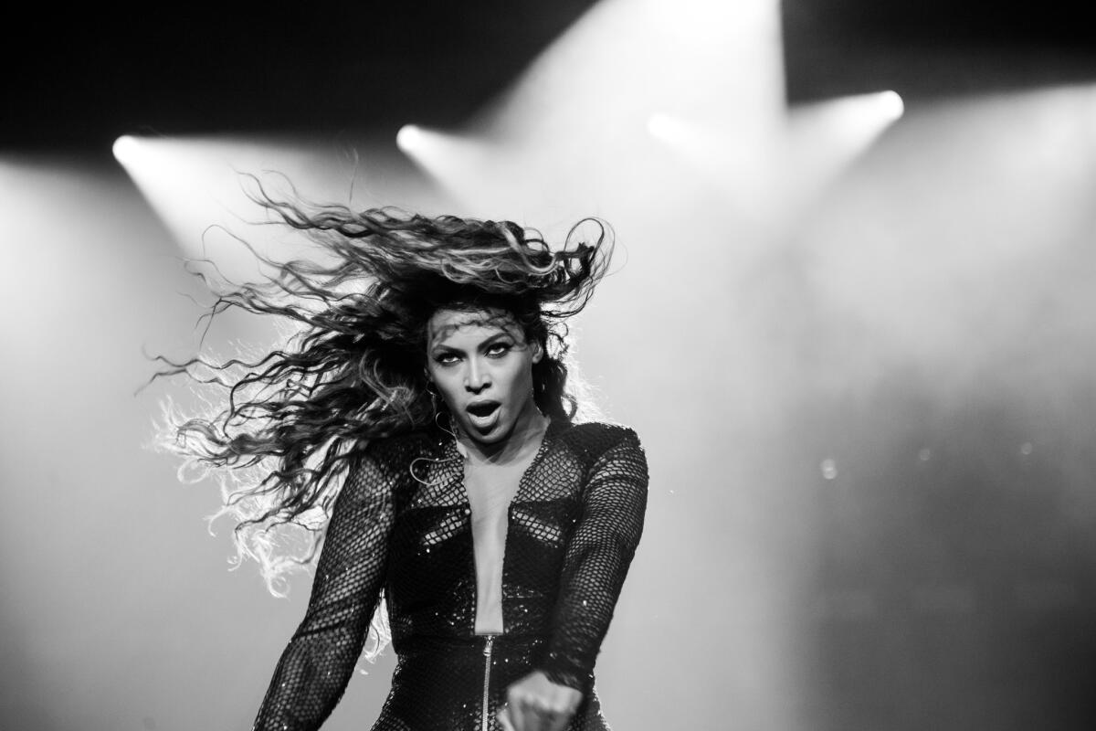 Beyonce performs during the "On the Run Tour" at the Great American Ball Park in Cincinnati.