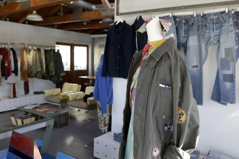 LOS ANGELES, CA-JANUARY 25, 2019: Inside the Atelier & Repairs store. Founded by longtime apparel veteran Maurizio Donadi, Atelier & Repairs turns vintage and discarded garments into one-of-a-kind clothing. Its first permanent store in LA is set up like a gallery to display what could be considered wearable art. (Katie Falkenberg / Los Angeles Times)