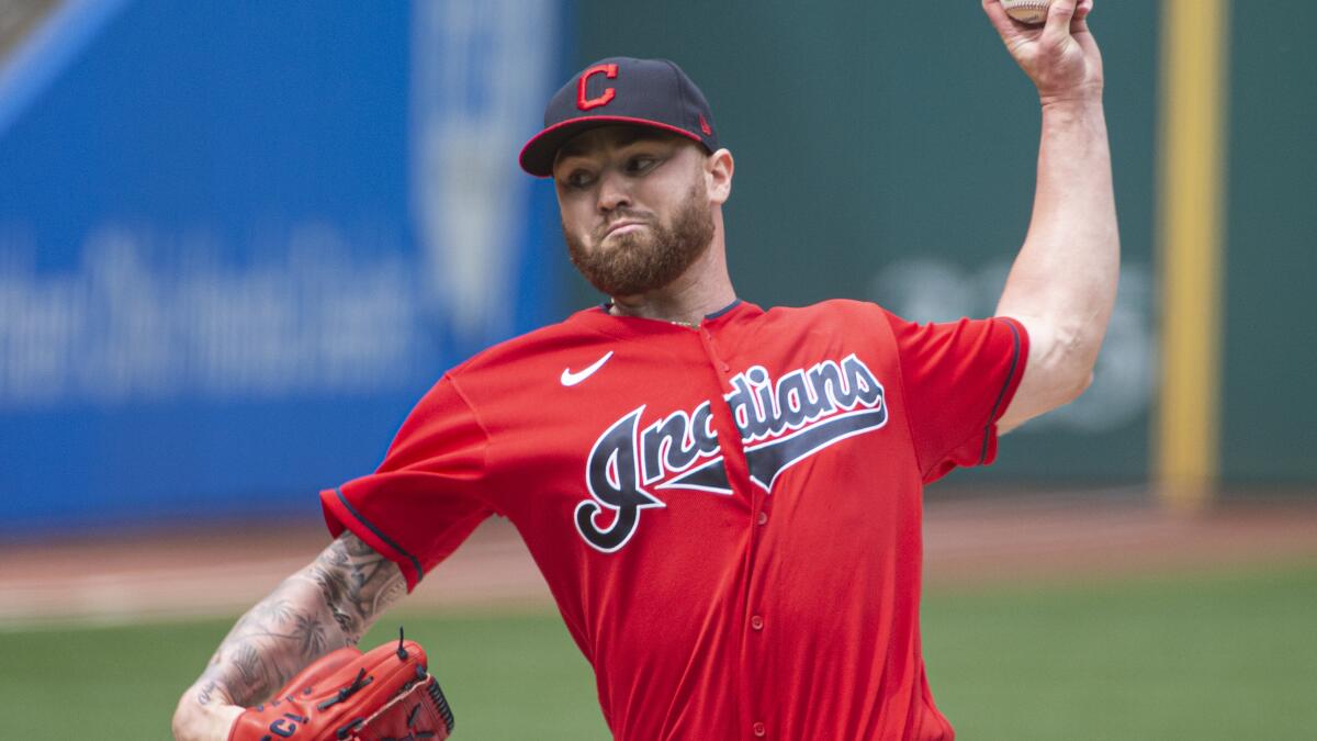 Cleveland Indians relief pitcher James Karinchak air high fives