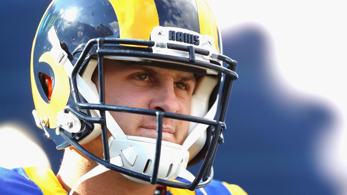 Jared Goff passed for 28 touchdowns, with seven interceptions, last year in his second NFL season.