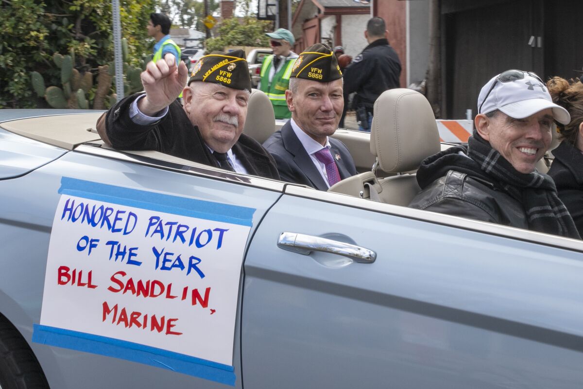 Former Marine Bill Sandlin was the Honored Patriot of the year at the Patriots Parade in Laguna Beach.