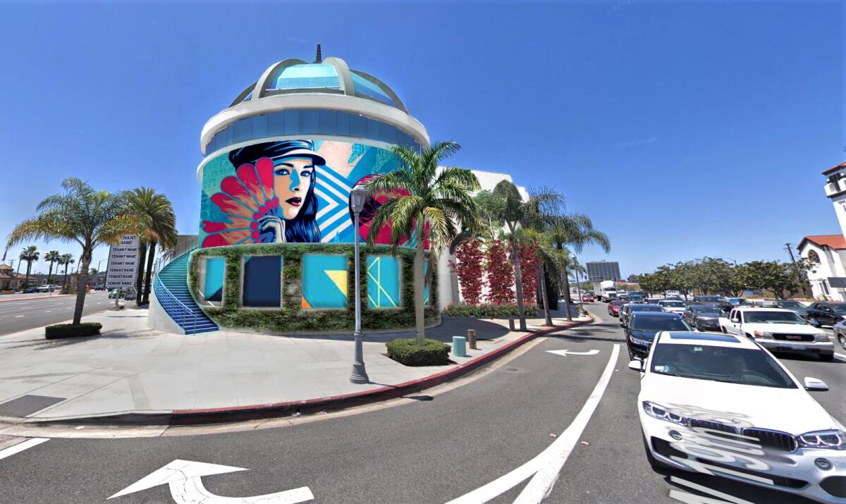 A rendering of an LED billboard proposed for 19th Street and Newport Boulevard, at Costa Mesa's Triangle Square.