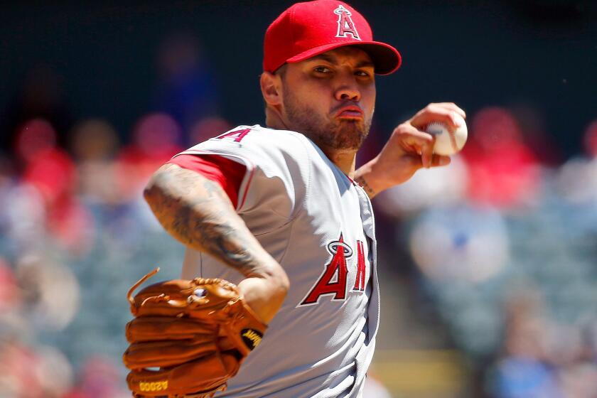 Angels starter Hector Santiago gave up only one run in seven innings on Wednesday against the Rangers.