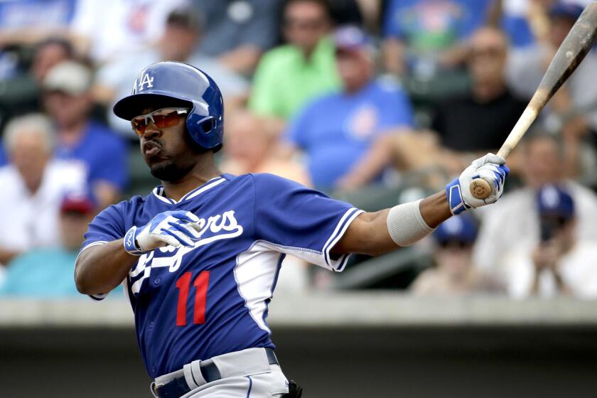 Dodgers shortstop Jimmy Rollins has seven hits in 19 at-bats this spring.