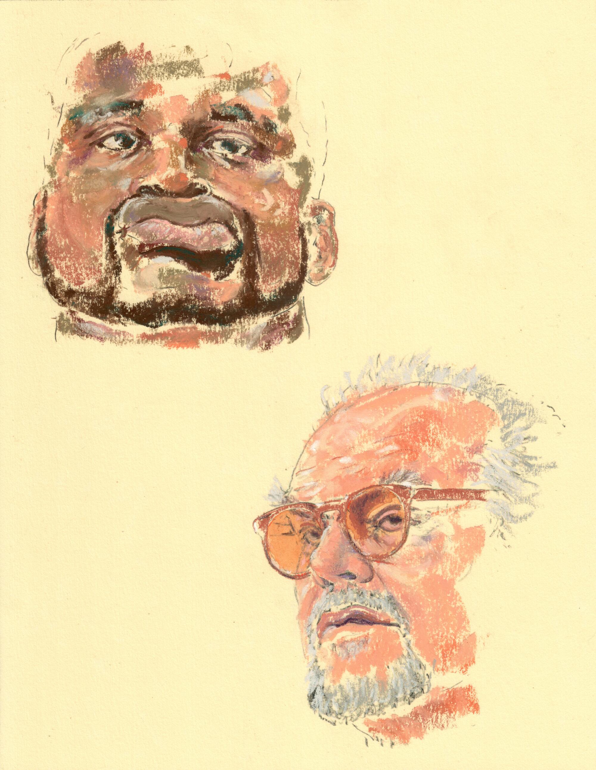 An illustration of the heads of two men