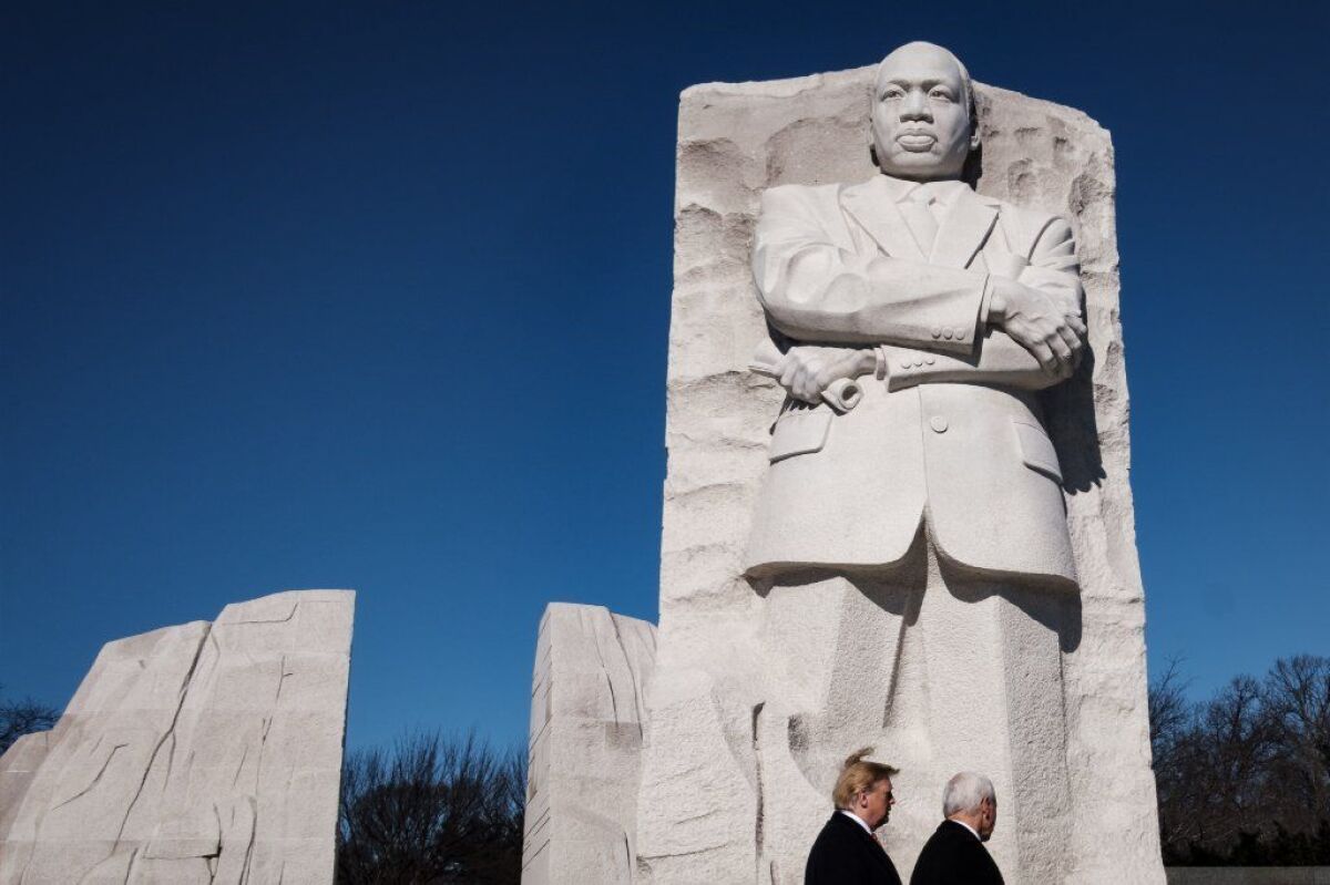 President Trump and Vice President Mike Pence visit the Martin Luther King Jr. Memorial 
