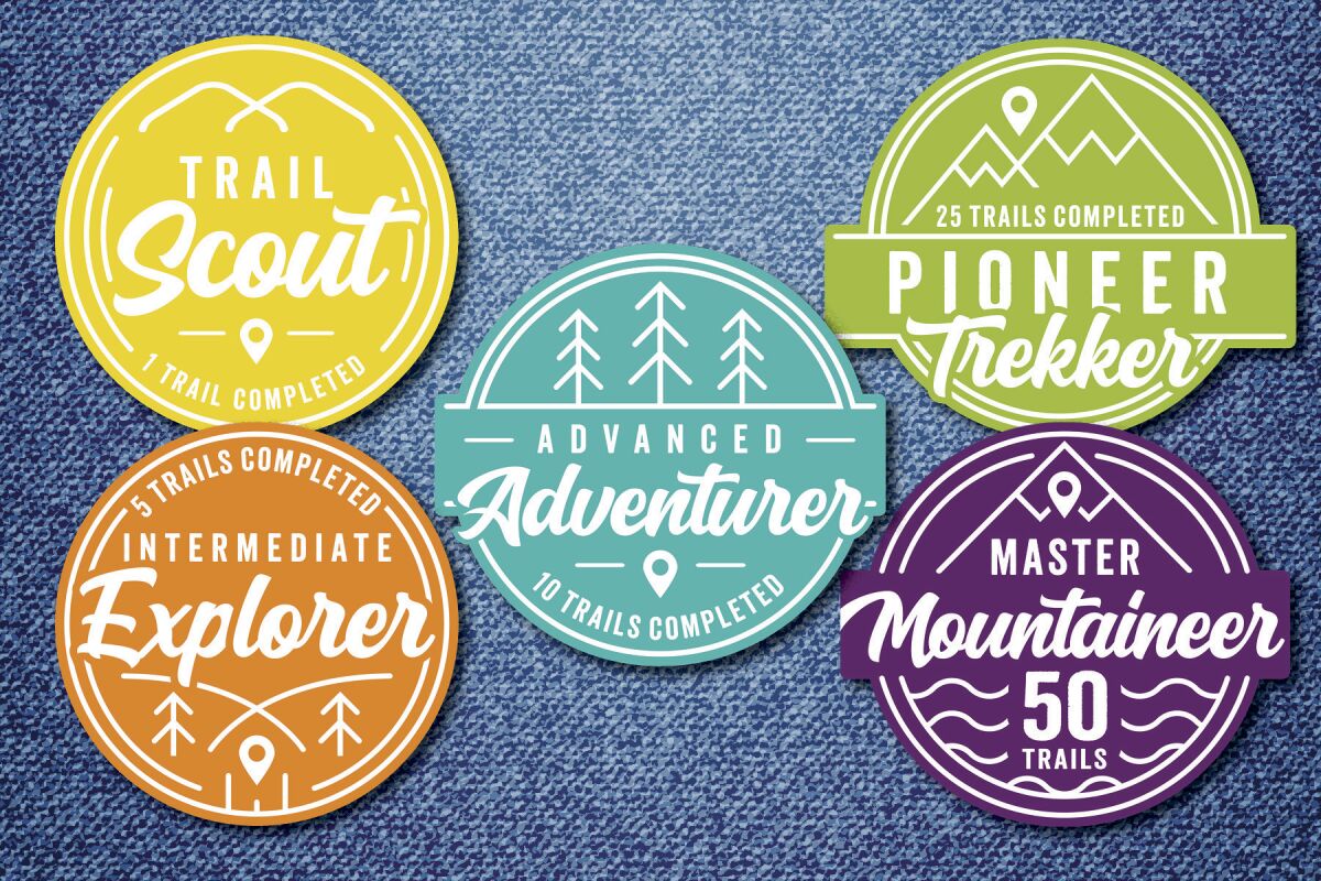 Digital badges for hikers.